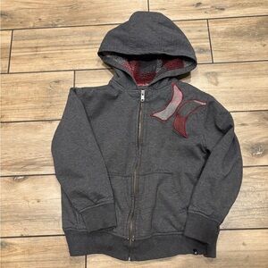 Y2K Hurley Surfwear Fleece Interior Fullzip Hoodie Size Kids XS (5-6) Heavy